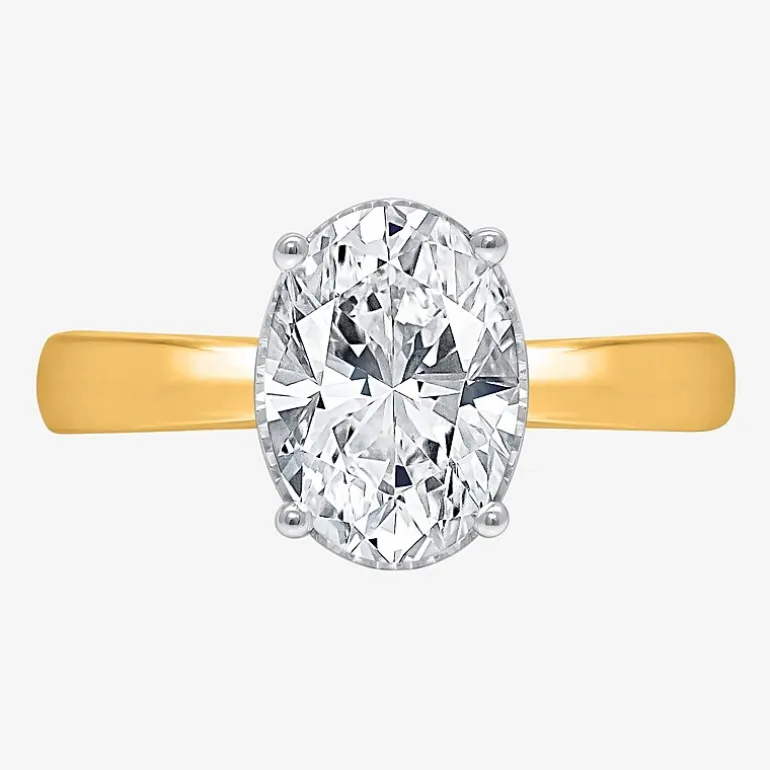 (I / Si2) Womens 2 CT. Lab Grown White Diamond Oval Solitaire Side Stone Engagement Ring