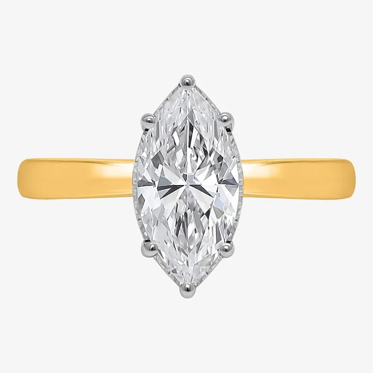 (I / Si2) Womens 2 CT. Lab Grown White Diamond Marquise Solitaire Engagement Ring