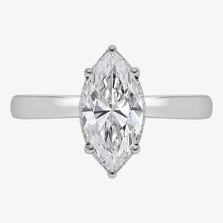 (I / Si2) Womens 2 CT. Lab Grown White Diamond Marquise Solitaire Engagement Ring