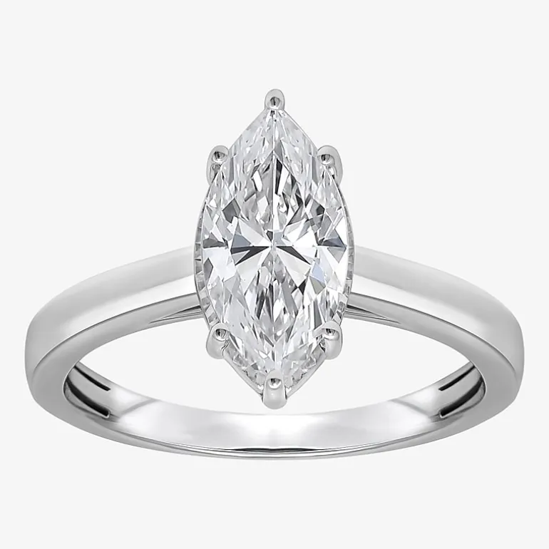 (I / Si2) Womens 2 CT. Lab Grown White Diamond Marquise Solitaire Engagement Ring