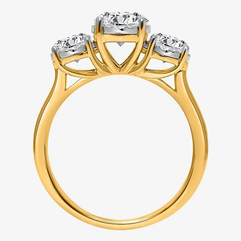 (I / Si2) Womens 2 CT. T.W. Lab Grown White Diamond Round 3-Stone Engagement Ring
