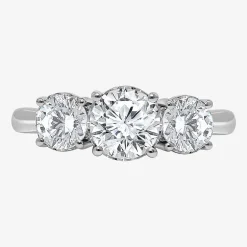 (I / Si2) Womens 2 CT. T.W. Lab Grown White Diamond Round 3-Stone Engagement Ring