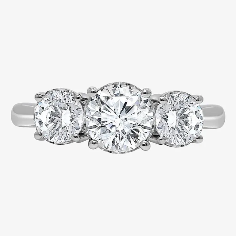 (I / Si2) Womens 2 CT. T.W. Lab Grown White Diamond Round 3-Stone Engagement Ring