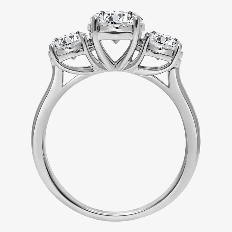 (I / Si2) Womens 2 CT. T.W. Lab Grown White Diamond Round 3-Stone Engagement Ring