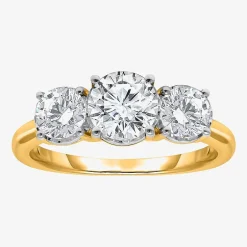 (I / Si2) Womens 2 CT. T.W. Lab Grown White Diamond Round 3-Stone Engagement Ring