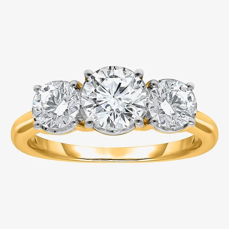 (I / Si2) Womens 2 CT. T.W. Lab Grown White Diamond Round 3-Stone Engagement Ring