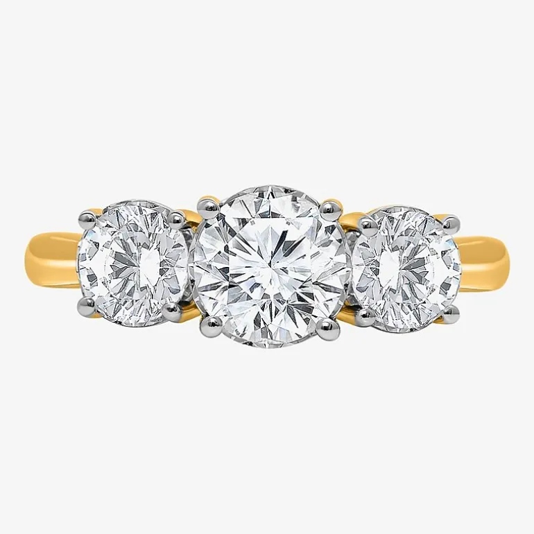 (I / Si2) Womens 2 CT. T.W. Lab Grown White Diamond Round 3-Stone Engagement Ring