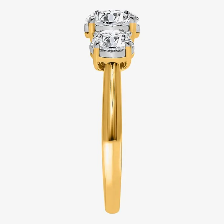 (I / Si2) Womens 2 CT. T.W. Lab Grown White Diamond Round 3-Stone Engagement Ring
