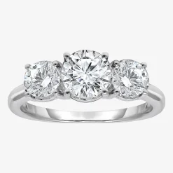 (I / Si2) Womens 2 CT. T.W. Lab Grown White Diamond Round 3-Stone Engagement Ring