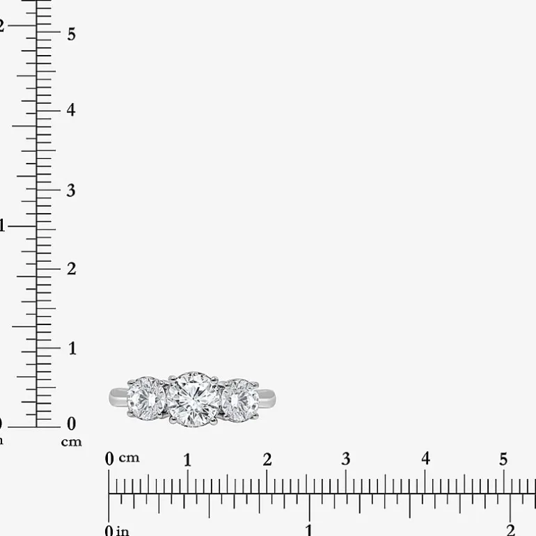 (I / Si2) Womens 2 CT. T.W. Lab Grown White Diamond Round 3-Stone Engagement Ring