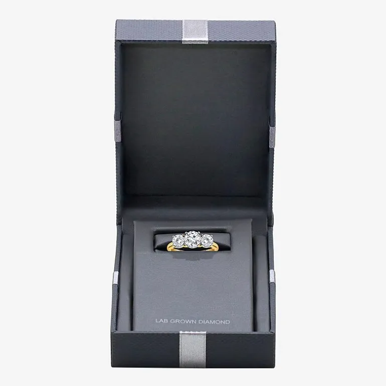 (I / Si2) Womens 2 CT. T.W. Lab Grown White Diamond Round 3-Stone Engagement Ring