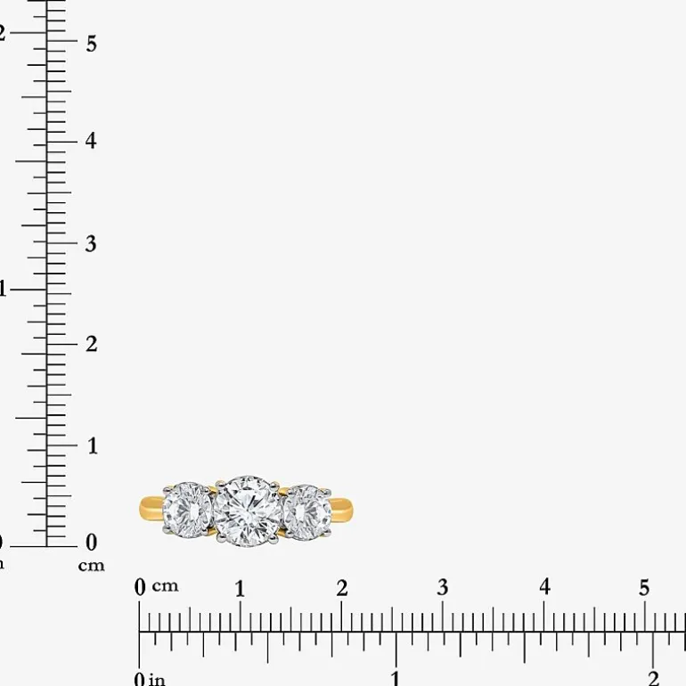 (I / Si2) Womens 2 CT. T.W. Lab Grown White Diamond Round 3-Stone Engagement Ring