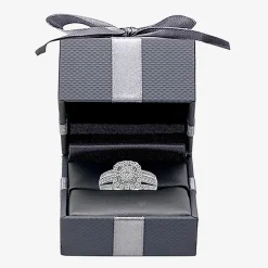 (I / SI2) Womens 1 CT. T.W. Lab Grown White Diamond 10K or 14K White Gold Cushion Side Stone Halo Engagement Ring