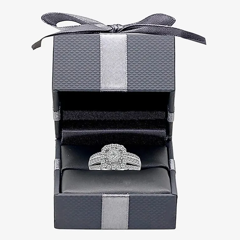 (I / SI2) Womens 1 CT. T.W. Lab Grown White Diamond 10K or 14K White Gold Cushion Side Stone Halo Engagement Ring