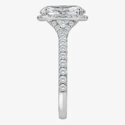 (I / Si2) Womens 2 1/2 CT. T.W. Lab Grown White Diamond Sterling Silver Oval Side Stone Halo Engagement Ring