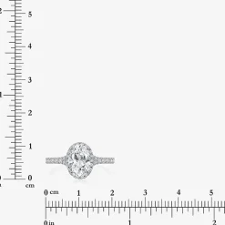 (I / Si2) Womens 2 1/2 CT. T.W. Lab Grown White Diamond Sterling Silver Oval Side Stone Halo Engagement Ring