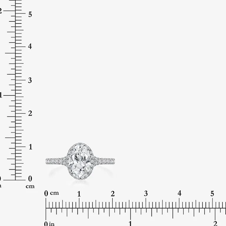 (I / Si2) Womens 2 1/2 CT. T.W. Lab Grown White Diamond Sterling Silver Oval Side Stone Halo Engagement Ring