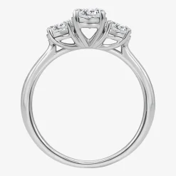 (I / Si2) Womens 1 CT. T.W. Lab Grown White Diamond Sterling Silver Round 3-Stone Engagement Ring
