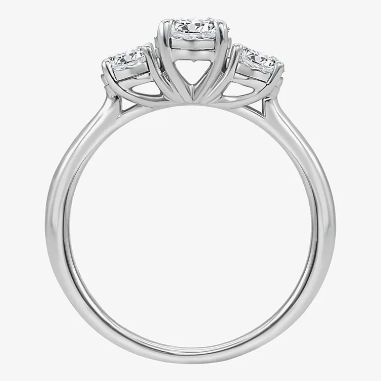 (I / Si2) Womens 1 CT. T.W. Lab Grown White Diamond Sterling Silver Round 3-Stone Engagement Ring