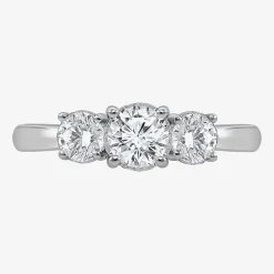 (I / Si2) Womens 1 CT. T.W. Lab Grown White Diamond Sterling Silver Round 3-Stone Engagement Ring
