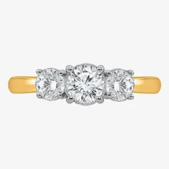 (I / Si2) Womens 1 CT. T.W. Lab Grown White Diamond Sterling Silver Round 3-Stone Engagement Ring
