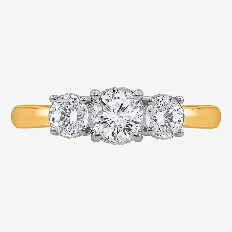 (I / Si2) Womens 1 CT. T.W. Lab Grown White Diamond Sterling Silver Round 3-Stone Engagement Ring