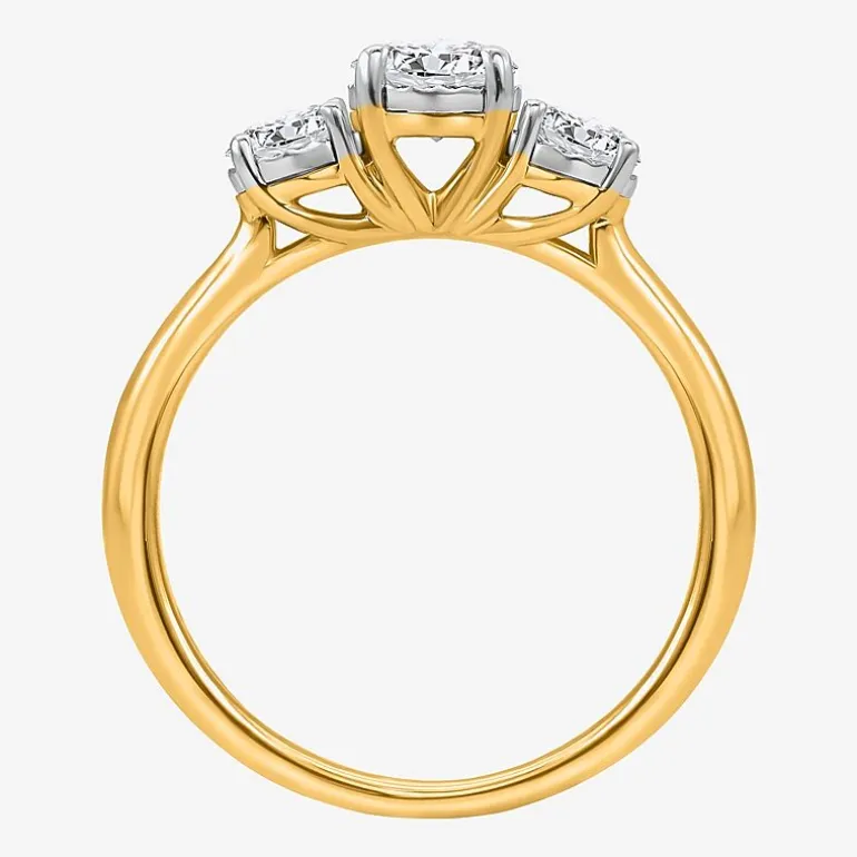(I / Si2) Womens 1 CT. T.W. Lab Grown White Diamond Sterling Silver Round 3-Stone Engagement Ring