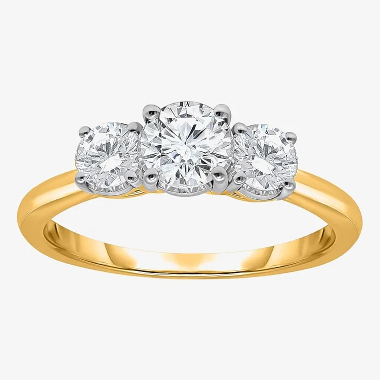 (I / Si2) Womens 1 CT. T.W. Lab Grown White Diamond Sterling Silver Round 3-Stone Engagement Ring