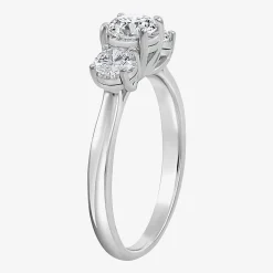 (I / Si2) Womens 1 CT. T.W. Lab Grown White Diamond Sterling Silver Round 3-Stone Engagement Ring