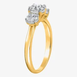 (I / Si2) Womens 1 CT. T.W. Lab Grown White Diamond Sterling Silver Round 3-Stone Engagement Ring