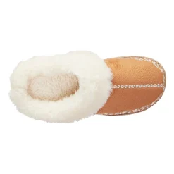 Isotoner Clara Emroidered Microsuede Hoodback Womens Memory Foam Clog Slippers