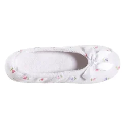 Isotoner Embroidered Microterry Womens Ballerina Slippers