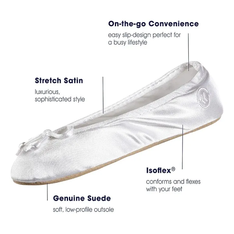 Isotoner Satin Womens Ballerina Slippers