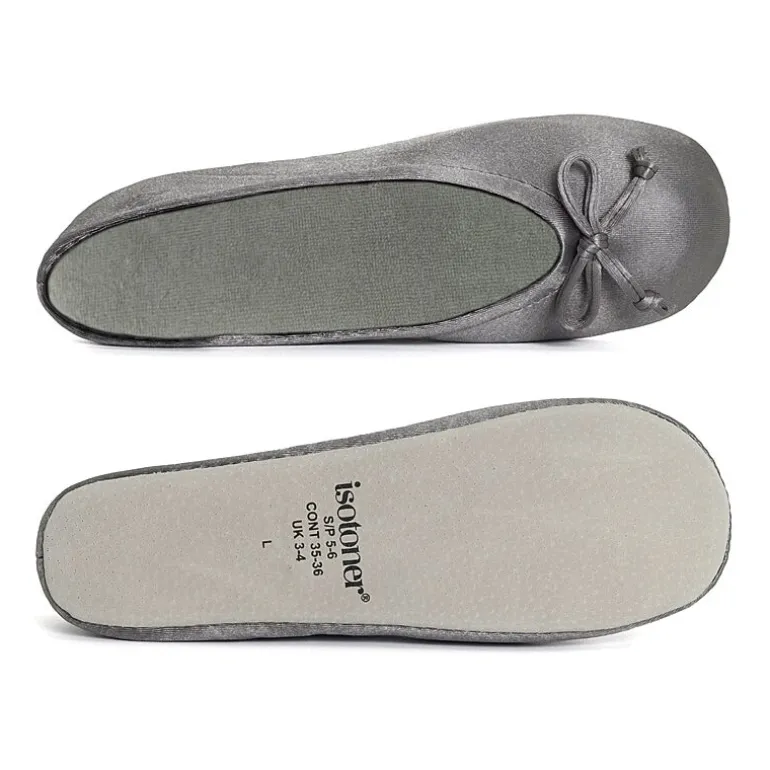 Isotoner Satin Womens Ballerina Slippers