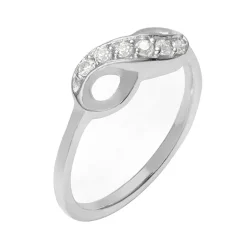 Itsy Bitsy Womens White Crystal Sterling Silver Delicate Band