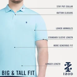 IZOD Advantage Performance Big and Tall Mens Classic Fit Short Sleeve Polo Shirt