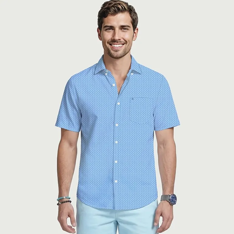 IZOD Breeze Mens Short Sleeve Athletic Fit Button-Down Shirt