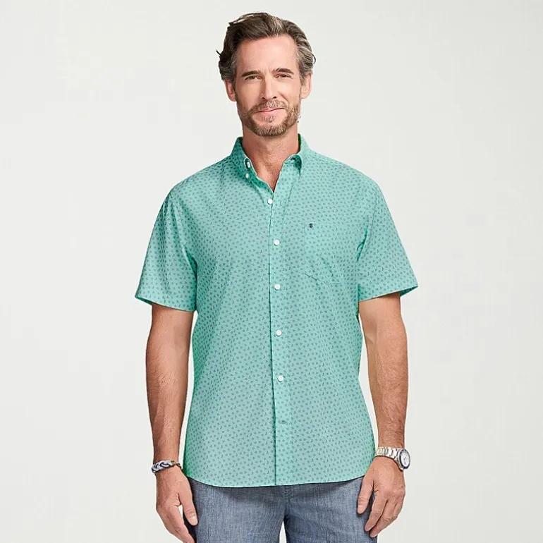 IZOD Breeze Mens Short Sleeve Athletic Fit Button-Down Shirt