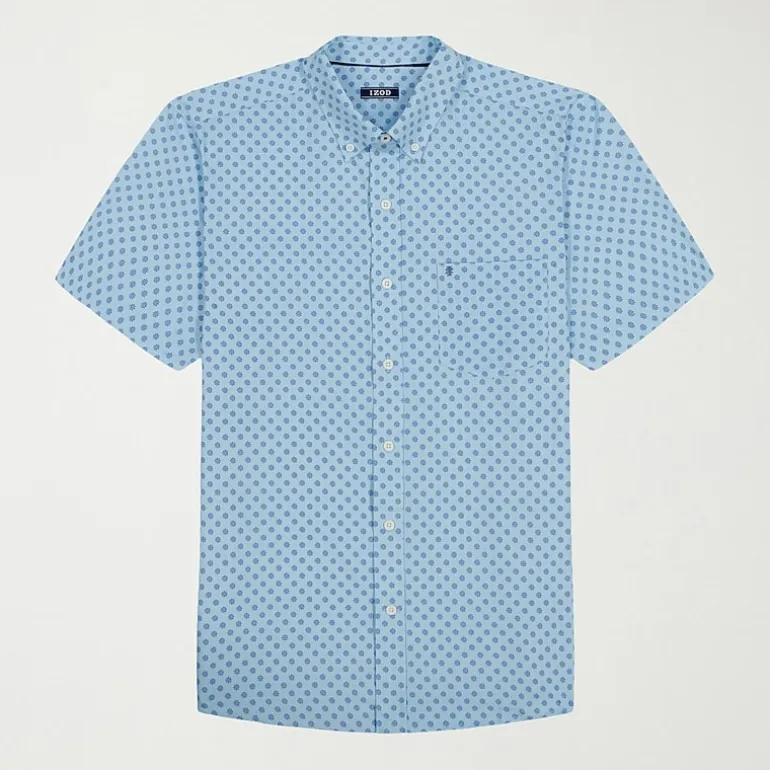 IZOD Breeze Mens Short Sleeve Athletic Fit Button-Down Shirt