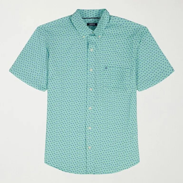 IZOD Breeze Mens Short Sleeve Athletic Fit Button-Down Shirt