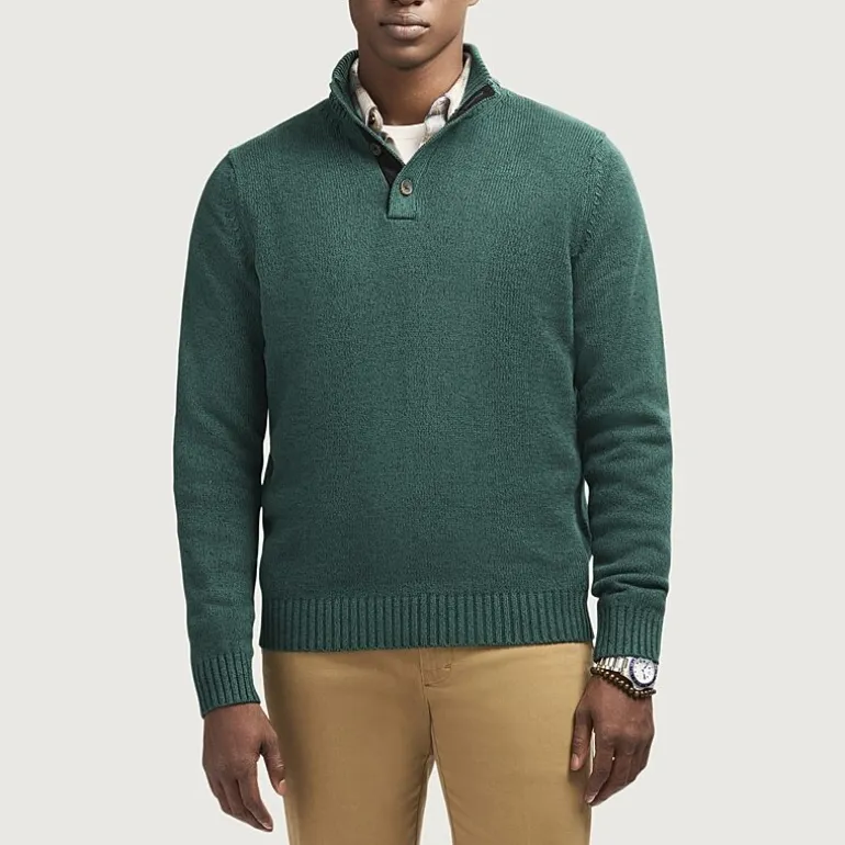 IZOD Button Mens Mock Neck Long Sleeve Pullover Sweater