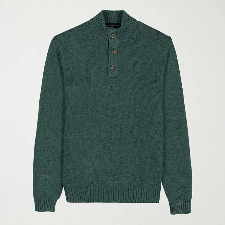 IZOD Button Mens Mock Neck Long Sleeve Pullover Sweater