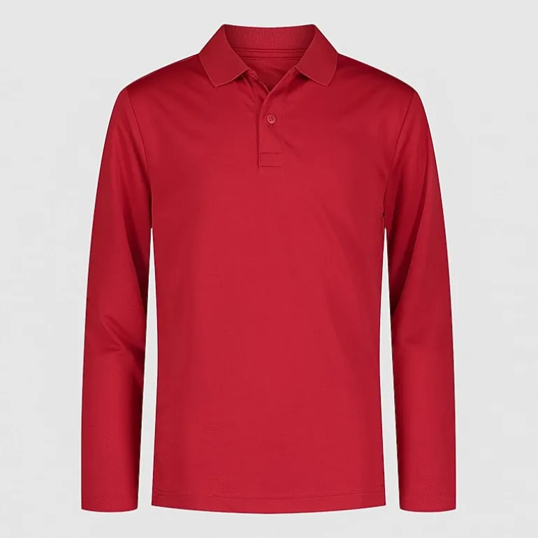 IZOD Little & Big Kid Boys Long Sleeve Regular Fit Wrinkle Resistant Moisture Wicking Polo Shirt