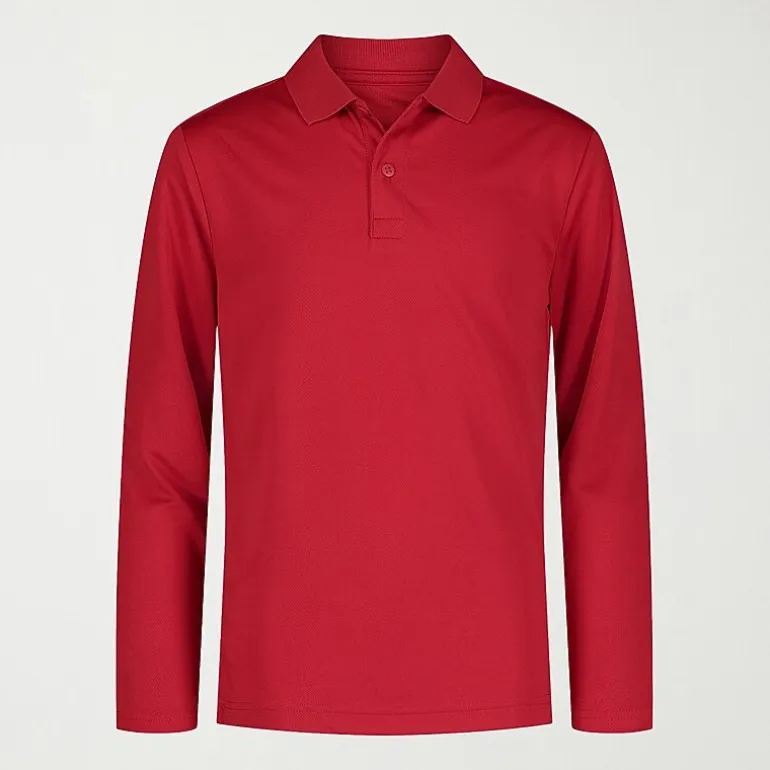 IZOD Little & Big Kid Boys Long Sleeve Regular Fit Wrinkle Resistant Moisture Wicking Polo Shirt