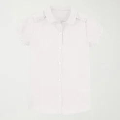 IZOD Little & Big Kid Girls Short Sleeve Regular Fit Stretch Fabric Button-Down Shirt