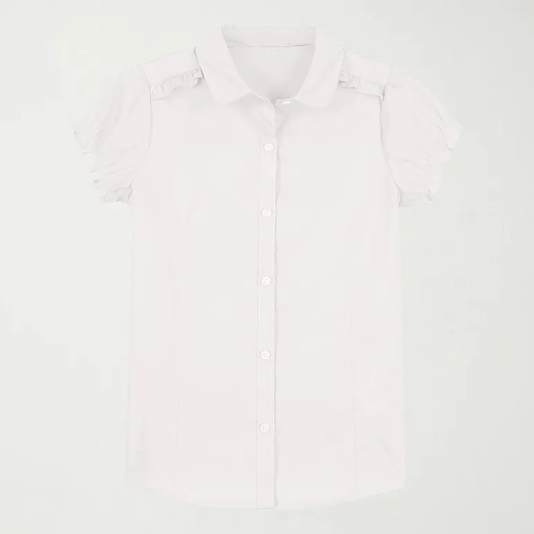 IZOD Little & Big Kid Girls Short Sleeve Regular Fit Stretch Fabric Button-Down Shirt