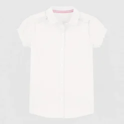 IZOD Little & Big Kid Girls Short Sleeve Regular Fit Stretch Fabric Button-Down Shirt