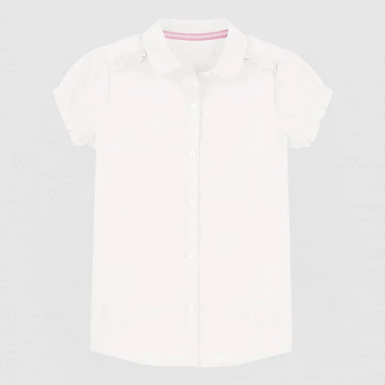 IZOD Little & Big Kid Girls Short Sleeve Regular Fit Stretch Fabric Button-Down Shirt