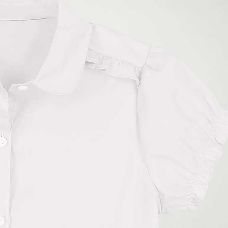 IZOD Little & Big Kid Girls Short Sleeve Regular Fit Stretch Fabric Button-Down Shirt