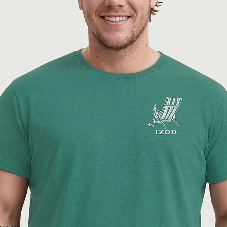 IZOD Mens Crew Neck Short Sleeve Classic Fit Big and Tall Graphic T-Shirt